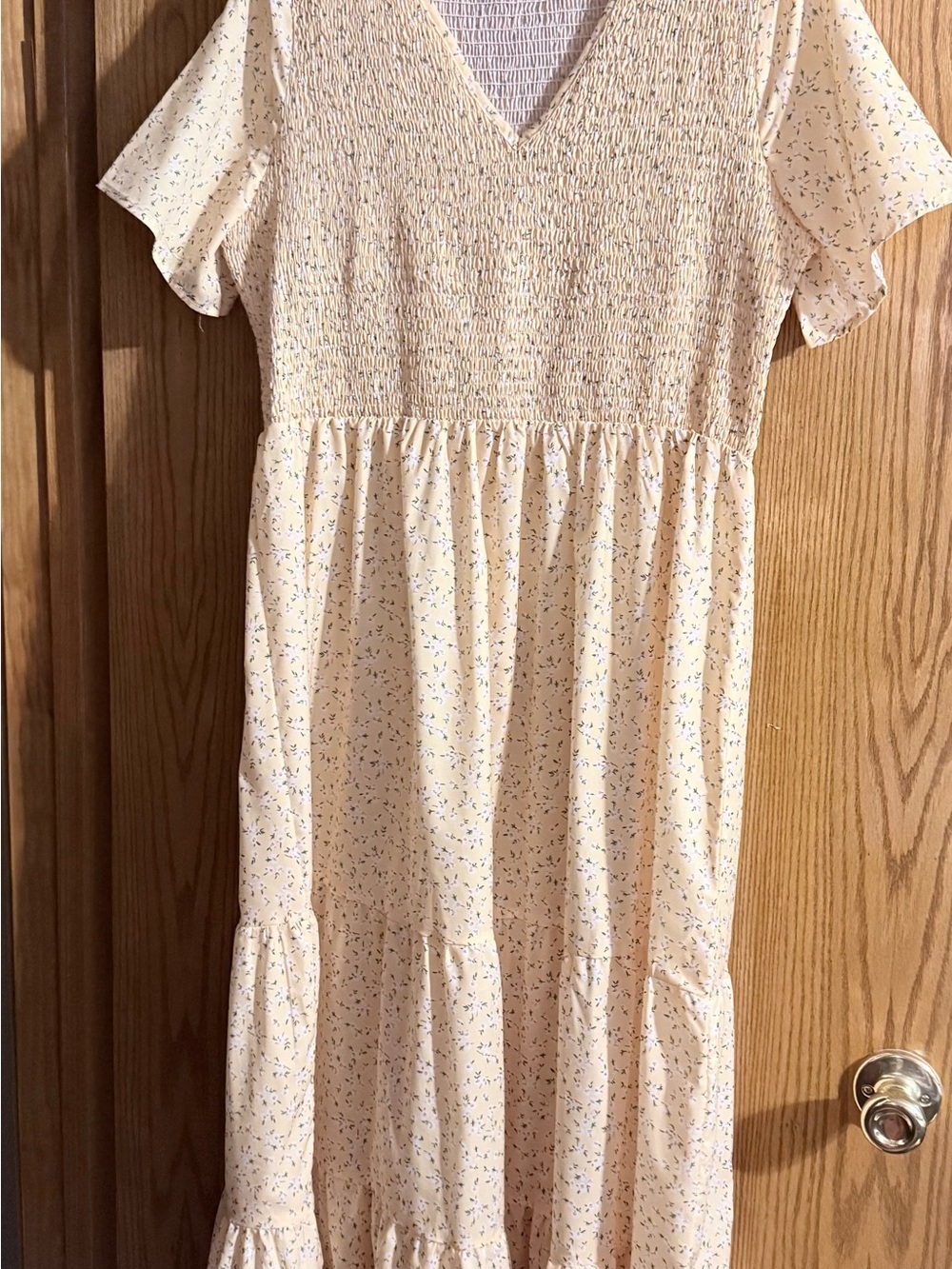 Women’s Yellow Floral Smocked Maxi Dress